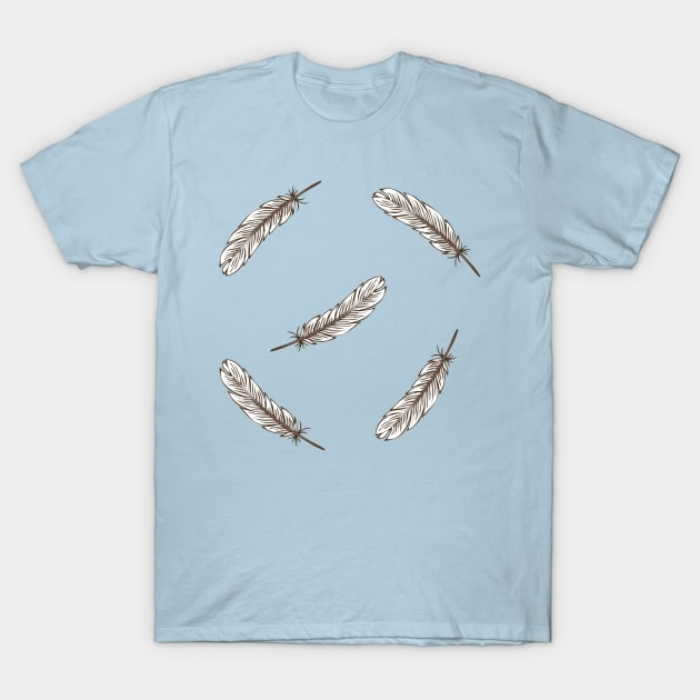 Light White Bird Feathers T-Shirt by deepfuze